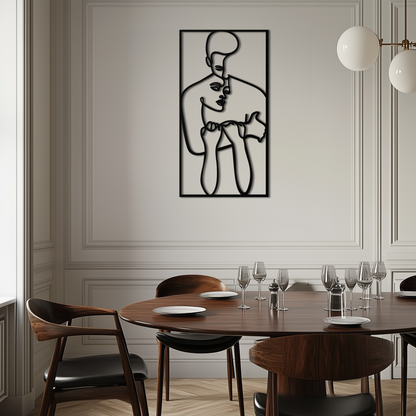 act Couple Line Art Metal Wall Decor Abstr– Modern Minimalist Love Artwork- KAF625