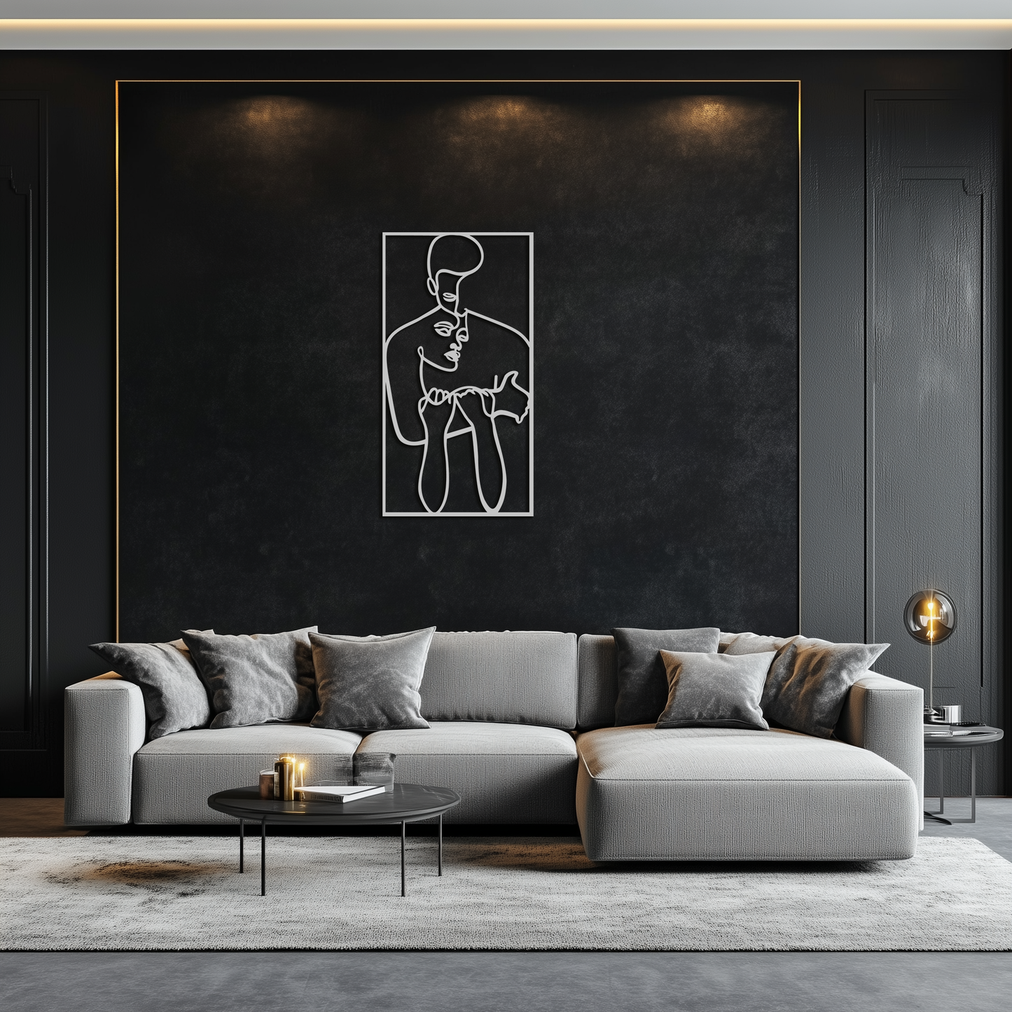 act Couple Line Art Metal Wall Decor Abstr– Modern Minimalist Love Artwork- KAF625