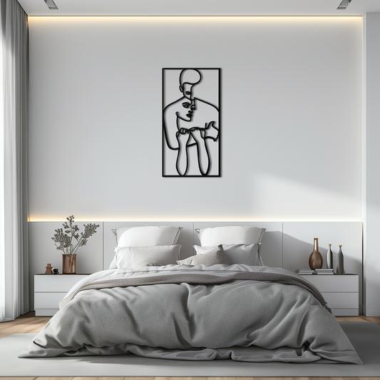 act Couple Line Art Metal Wall Decor Abstr– Modern Minimalist Love Artwork- KAF625