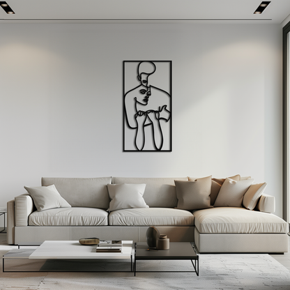 act Couple Line Art Metal Wall Decor Abstr– Modern Minimalist Love Artwork- KAF625