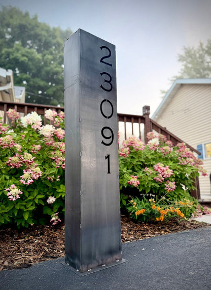 Wide Profile Home Address Solar Pillar - Steel